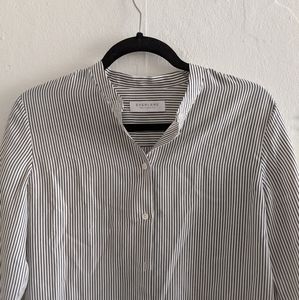 Everlane black and white striped button down shirt